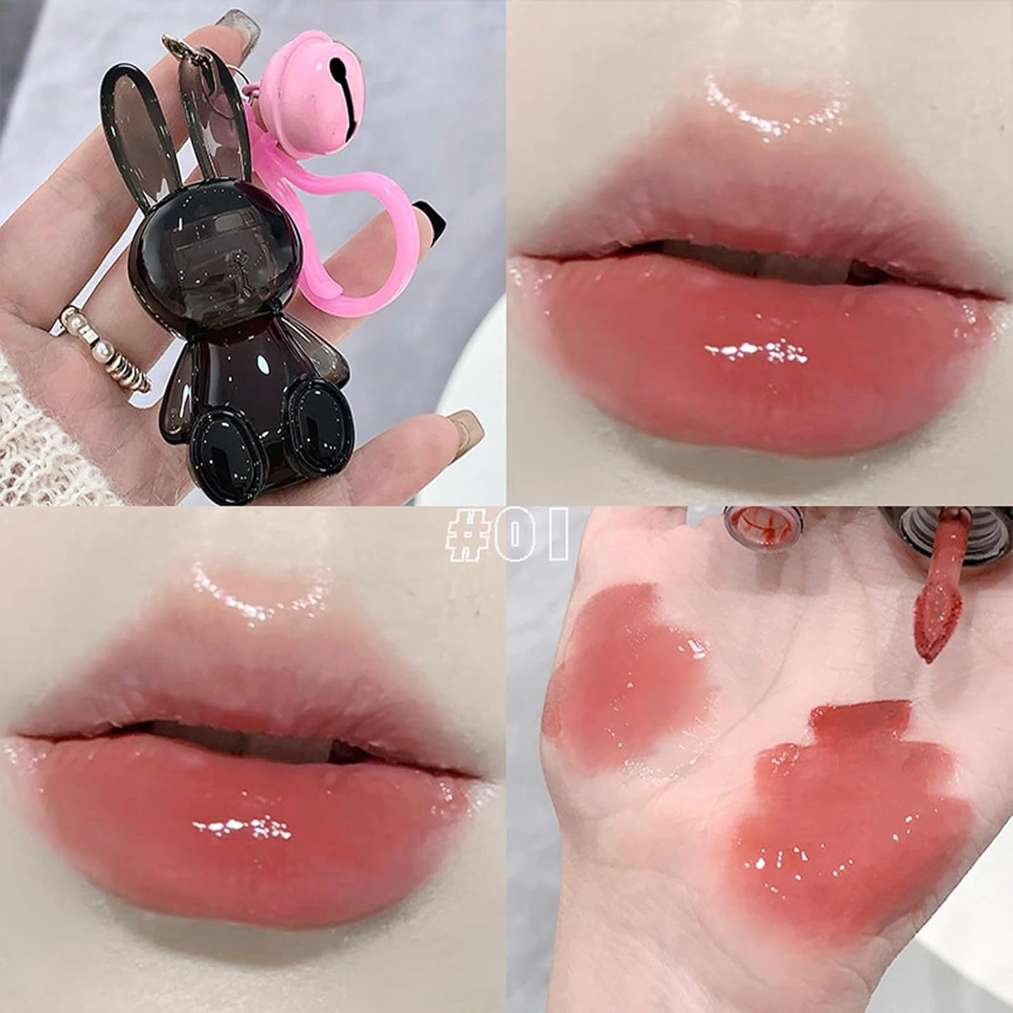 Bunny Hydrating Lip Gloss Set - 3Pcs Jelly Liquid Lipsticks | Moisturizing & Plumping Shine for Women