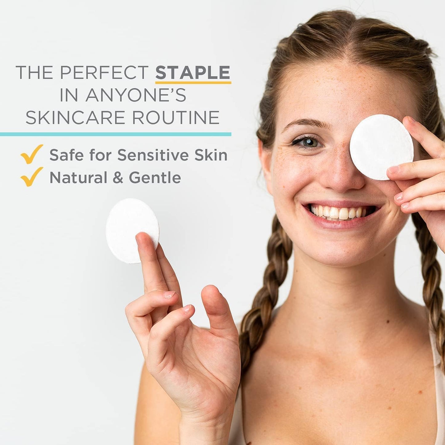 Noleo Cotton Rounds - Soft, Absorbent Makeup Remover Pads | 300 Count (3 Packs)