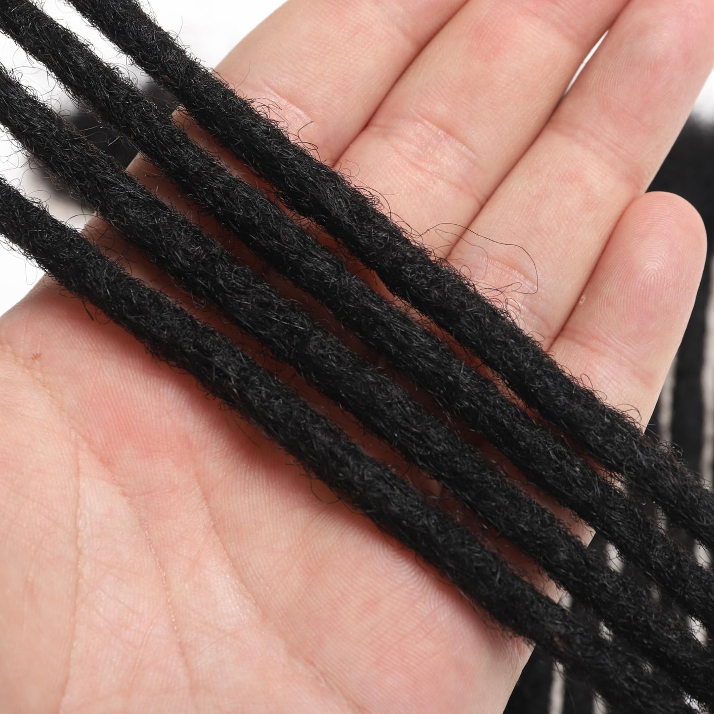 Loc Extensions Human Hair 14 Inch 0.6cm Thickness 10 Strands 100% Full Handmade Permanent Dreadlock Extensions Real Human Hair For Women Men Kids Can Be Dyed Bleached Curled (Width 0.6cm Natual Black)