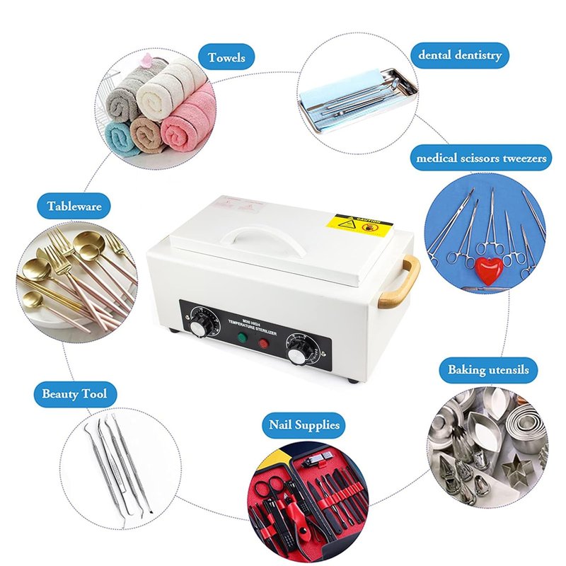 High Temperature Cleaning Box - 300W 1.5L Dry Heat Sterilizer Cabinet for Nail Tools & Spa Equipment | Stainless Tray Included