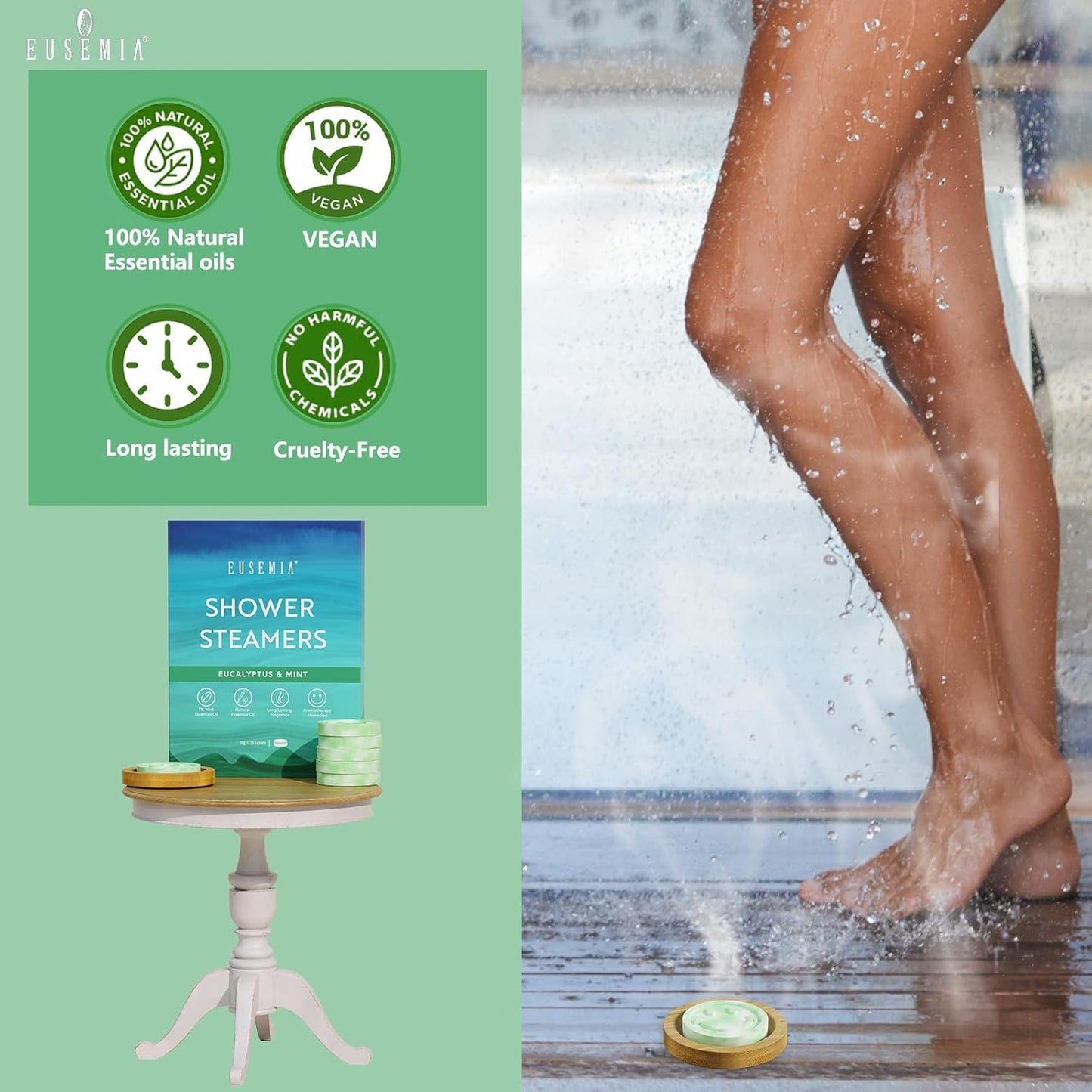 Eucalyptus Shower Steamers - Aromatherapy Shower Bombs with Mint Essential Oils | 24 PCS for Stress Relief