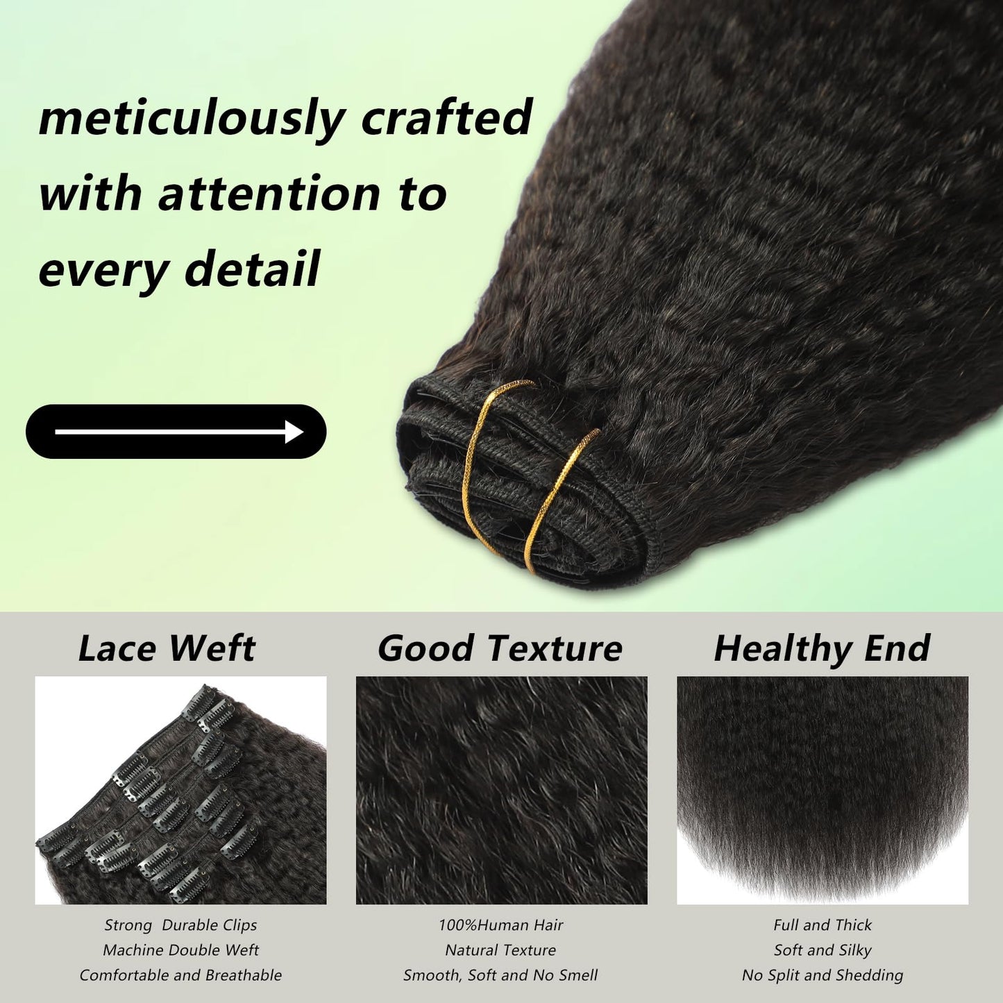 Ombre 1B Brown Kinky Straight Clip In Extensions 100% Brazilian Remy Human Hair Clip Ins 100% Unprocessed Brazilian Virgin Hair Clip Ins Natural Black Hair