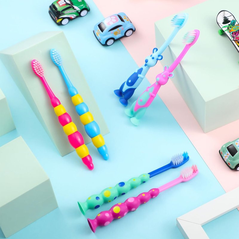 Toddler Toothbrush Pack - 36 Soft Bristle Animal Toothbrushes with Suction Cups | Ideal for Sensitive Teeth