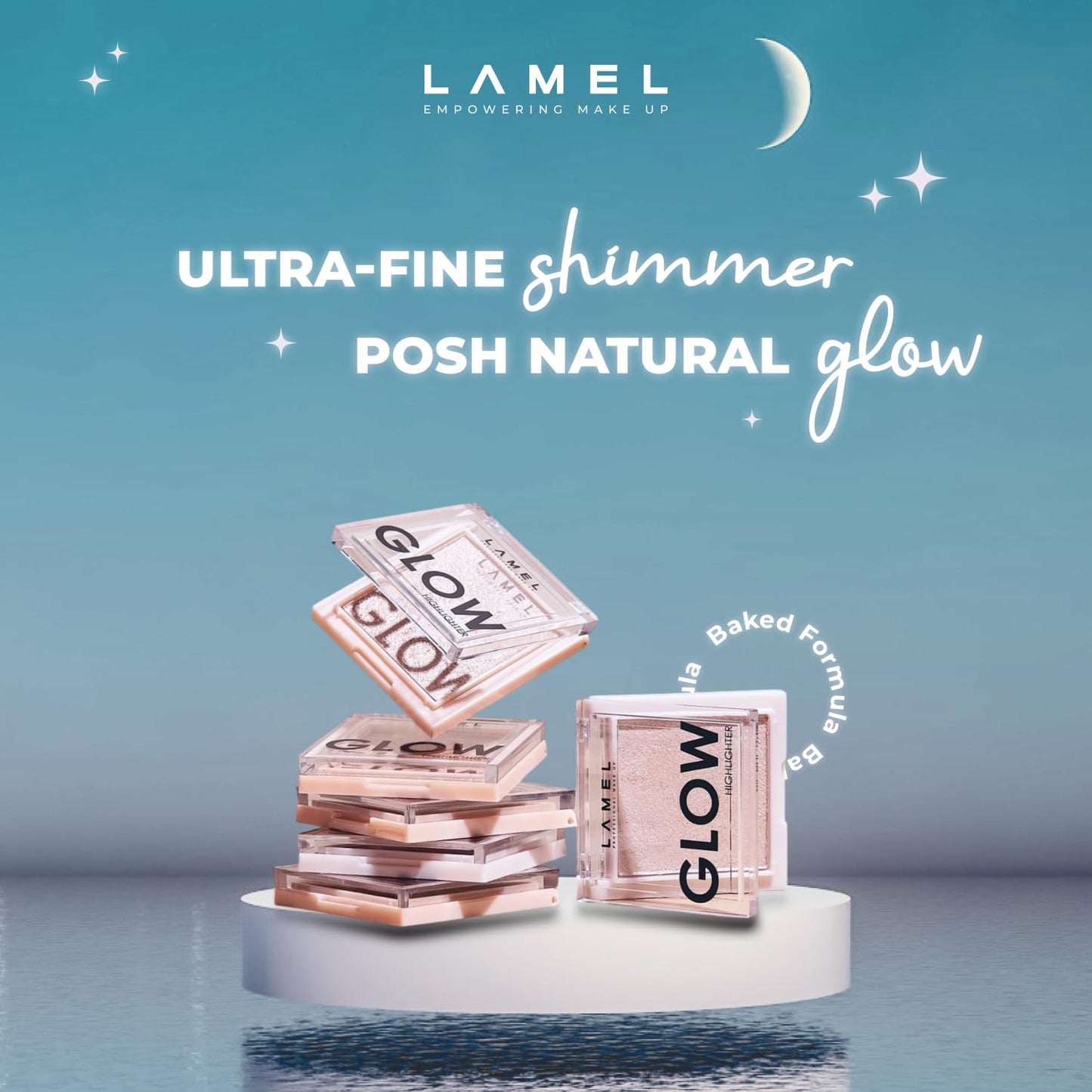 LAMEL HD Highlighting Face Powder - Natural Glow and Luminous Finish, Baked Blendable Pigmented Formula - Long-lasting & Fade-Resistant Wear, 402 12g/0.42 oz