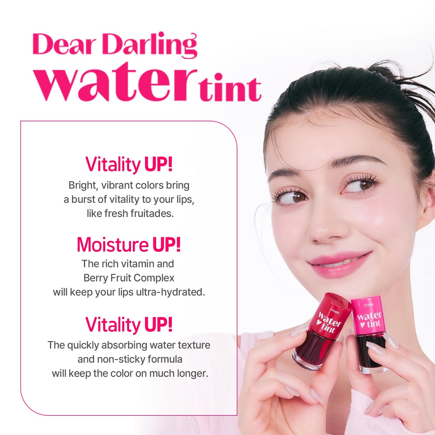 ETUDE Dear Darling Water Tint – Grape Ade | Korean Lip Stain & Lip Tint for Hydrated Pink Lips, Smudge-Proof Long-Lasting Lip & Cheek Makeup | K-Beauty Gift, Stocking Stuffers
