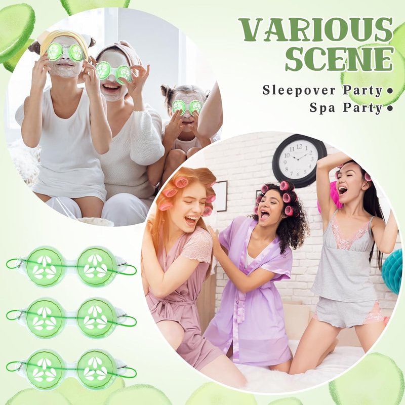 Skicuff Hot & Cold Gel Eye Masks - 12 Reusable Pads for Migraine Relief | Cucumber Scent