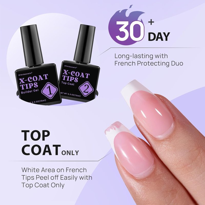 French Tip Nails - Coffin Shape XCOATTIPS Design | Stylish Nail Art for Elegant Looks