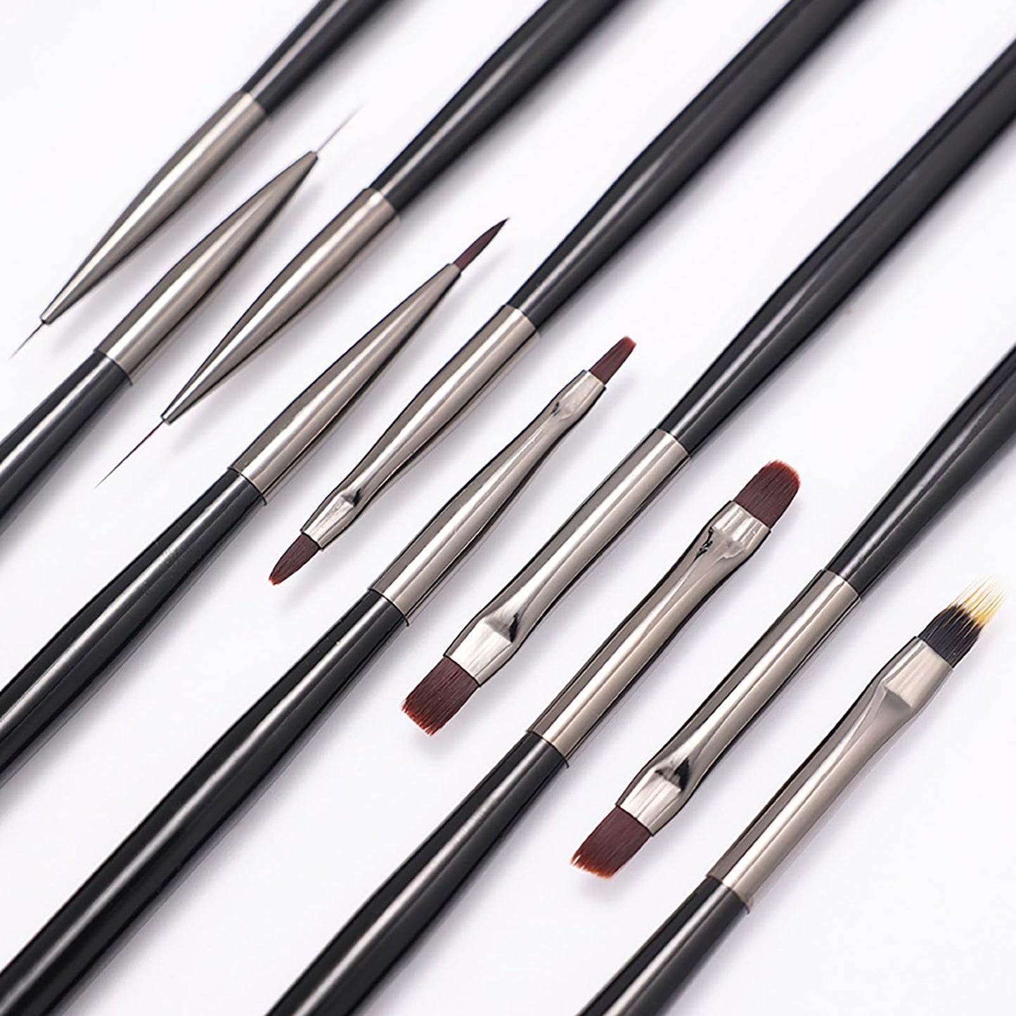Wokoto Black Nail Art Brushes Set: 10pcs Acrylic Nail Brushes For Painting Tools - Gel, Polish & Dotting Pen