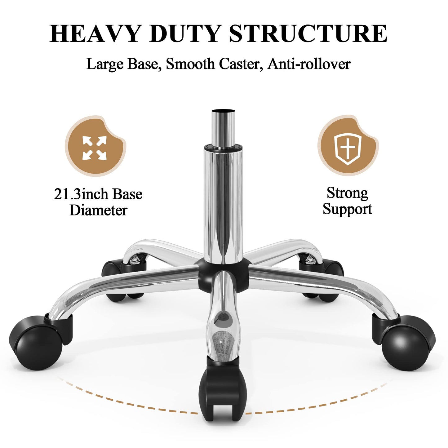 SHA CERLIN Rolling Stool with Wheels Swivel Shop Salon Chair Adjustable Drafting Massage Medical Tattoo Spa with PU Leather Cushioned,Black and Silver