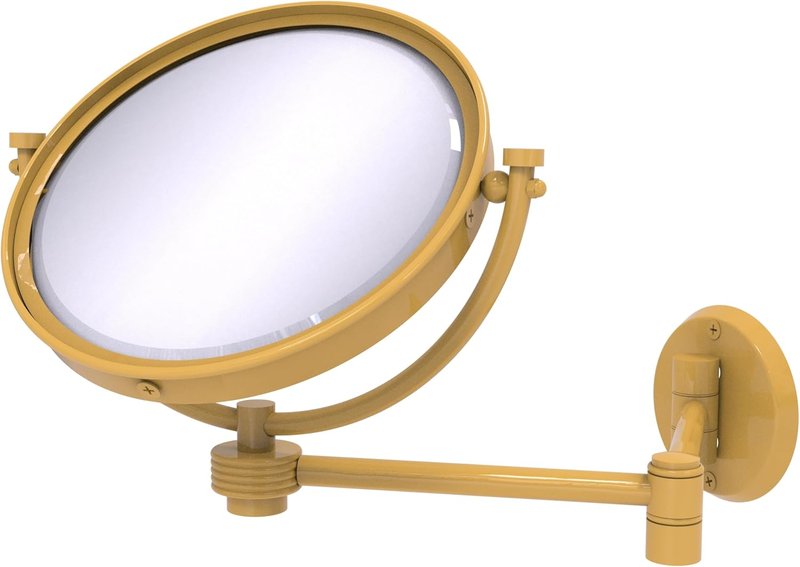Wall Mounted Extending Make-Up Mirror - 3X Magnification, Spanish Gold Finish | 8 Inch Size