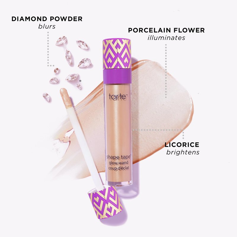tarte shape tape glow wand – Sheer Liquid Highlighter with Mineral Pigments & Shea Butter for Hydrated Radiant Appearance, Vegan & Cruelty-Free, full size, aglow