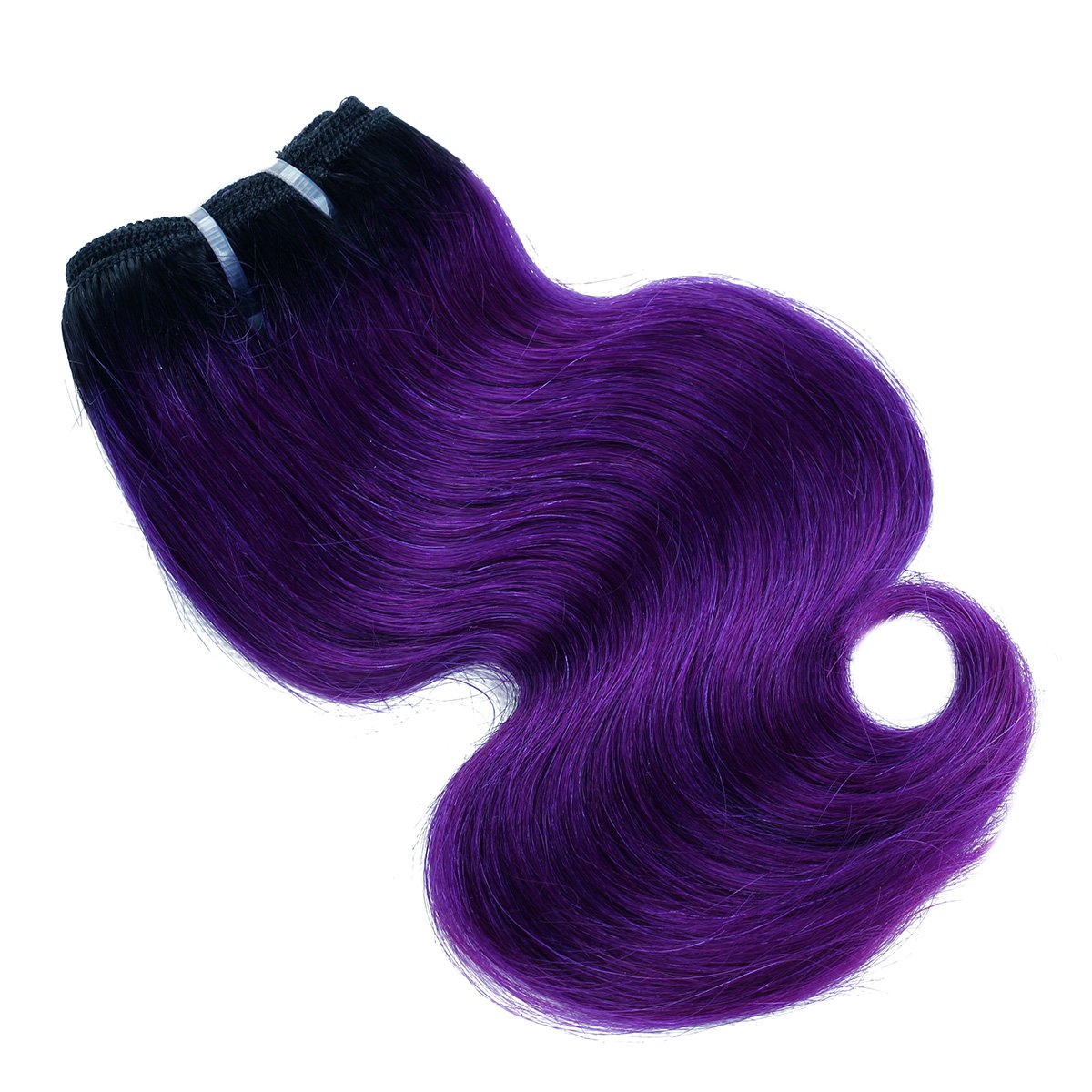 FASHION LINE 8" Human Hair Bundles Ombre Two Tone Brazilian Virgin Hair Extensions Body Wave 50g Bundles (8/8/8/8 Inch, 1b/purple)