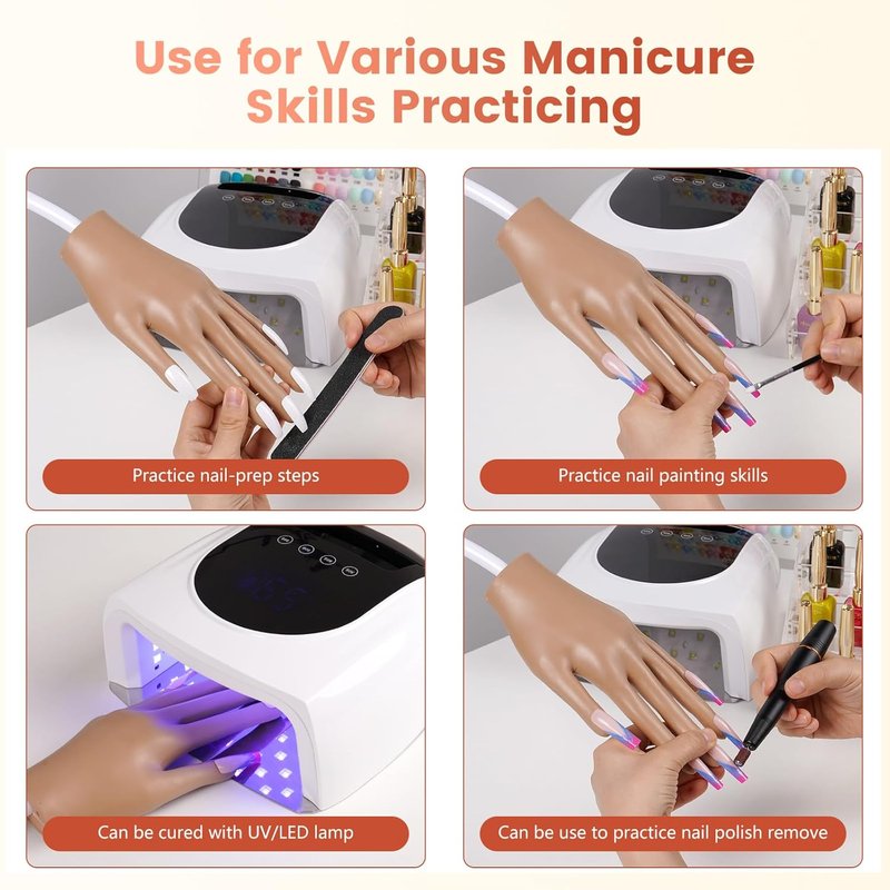 Acrylic Nail Practice Hand - Flexible Mannequin for Beginners | Secure Nail Tips & Realistic Design