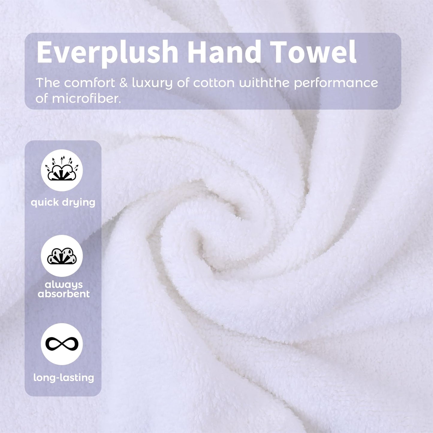 Everplush Country Terry Series Face Towel 6-Piece Set - Cotton and Microfiber Material, Super Absorbent, Ultra Soft, Portable for Travel, Ideal for Face & Hand Washing
