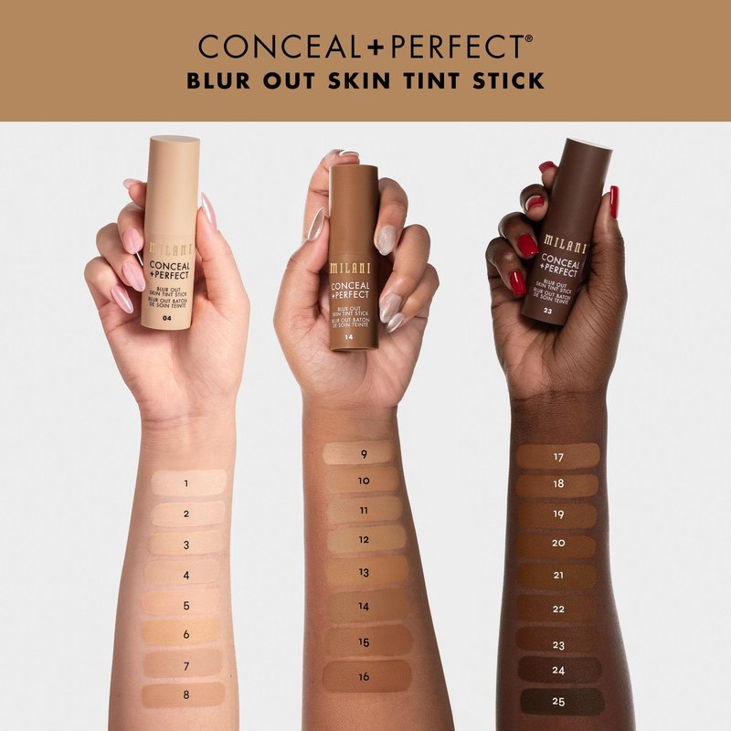 Milani Conceal + Perfect Blur Out Skin Tint Stick - Light to Medium Coverage Tinted Moisturizer Stick with Vitamin C & E - Soft Matte, Pore Blurring Natural Finish 01-Very Fair Neutral