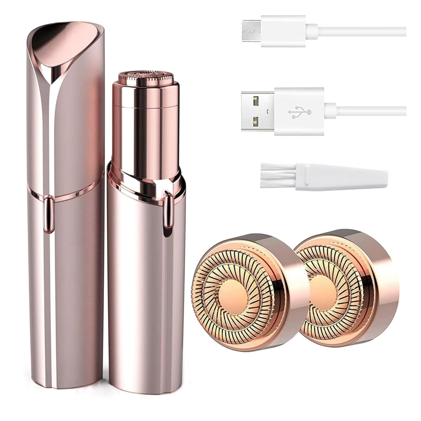 Facial Hair Remover for Women with 2 Pack Replacement Heads Gold