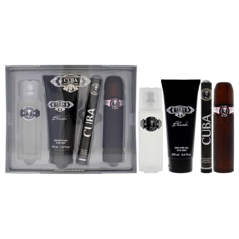 Cuba Cuba Black Men’s Gift Set - 3.3oz EDT Spray, 1.7oz EDT Spray, After Shave & Shower Gel