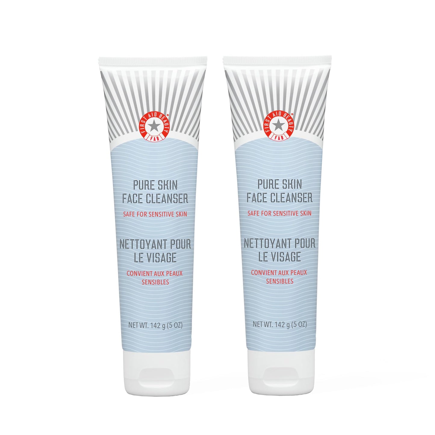 First Aid Beauty - Pure Skin Face Cleanser, Effectively Removes Makeup, Dirt, & Impurities, Gentle Cleanser Leaves skin Soft & Supple, Fragrance Free (5 oz, 2 ct)