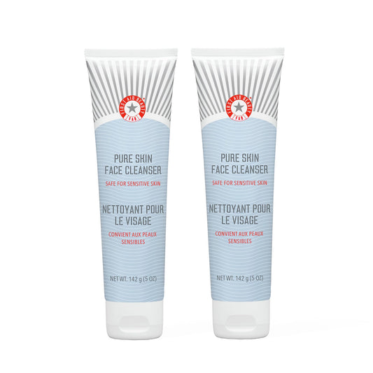First Aid Beauty - Pure Skin Face Cleanser, Effectively Removes Makeup, Dirt, & Impurities, Gentle Cleanser Leaves skin Soft & Supple, Fragrance Free (5 oz, 2 ct)