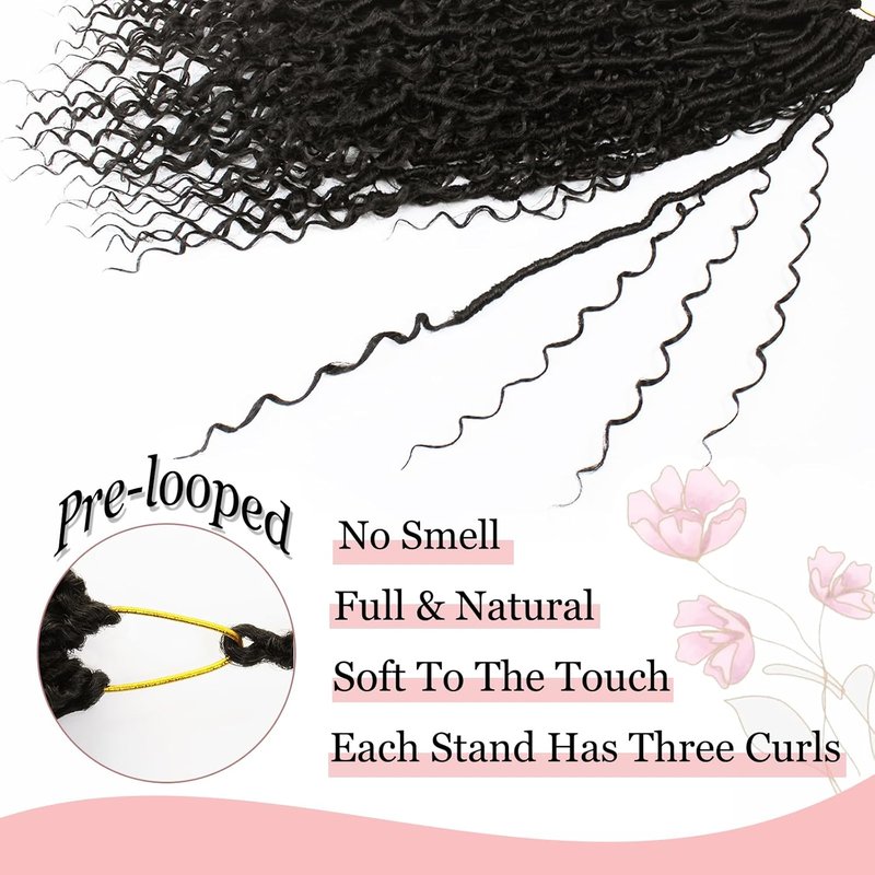 Boho Faux Locs Crochet Hair - 24 Inch Soft Goddess Locs with Curly Ends | 9 Packs, Color #2