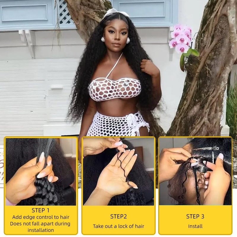 Human Braiding Hair for Boho Braids Deep Wave Bulk Human Hair 100g 24 Inch Curly Human Hair Extensions for Boho Braids Wet and Wavy Human Hair 4 Bundles/Pack Natural Color