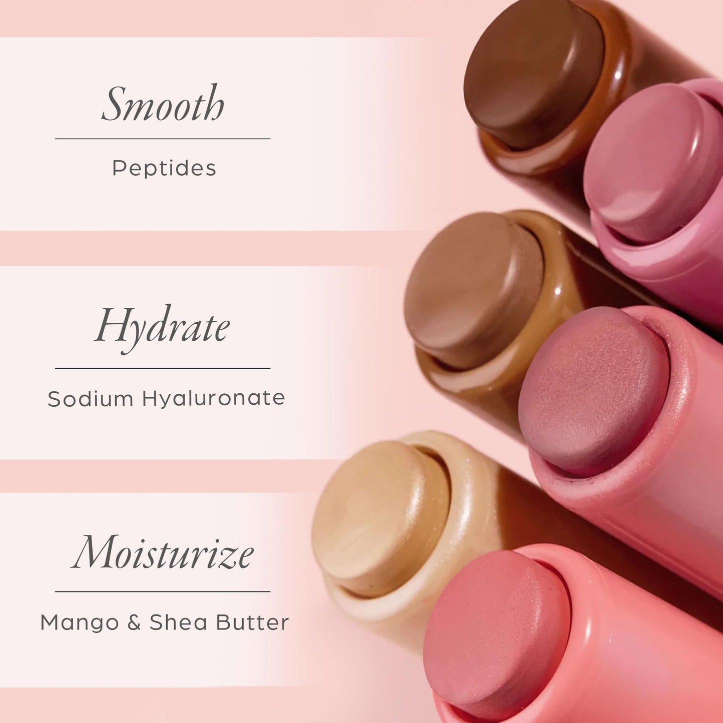 PÜR MINERALS Silky Tint Creamy Multitasking Blush Stick with Peptides, Sparkling Rose - Blush Stick with Natural, Healthy-Looking Glow & Ultra-Creamy Finish - Professional Makeup