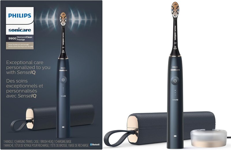 Philips Sonicare DiamondClean 9900 Prestige Electric Toothbrush - SenseIQ Tech, 5 Modes, Midnight Blue | Model HX9990/12