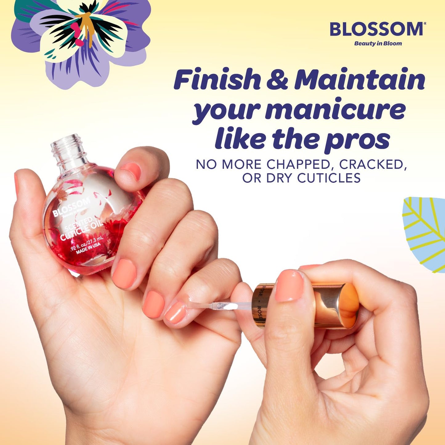 Blossom Heavenly Hemp Therapeutic, Hydrating, Moisturizing, Strengthening, Scented Cuticle Oil, Infused with Real Flowers, Made in USA, 0.5 fl. oz, Spring Bouquet Hemp