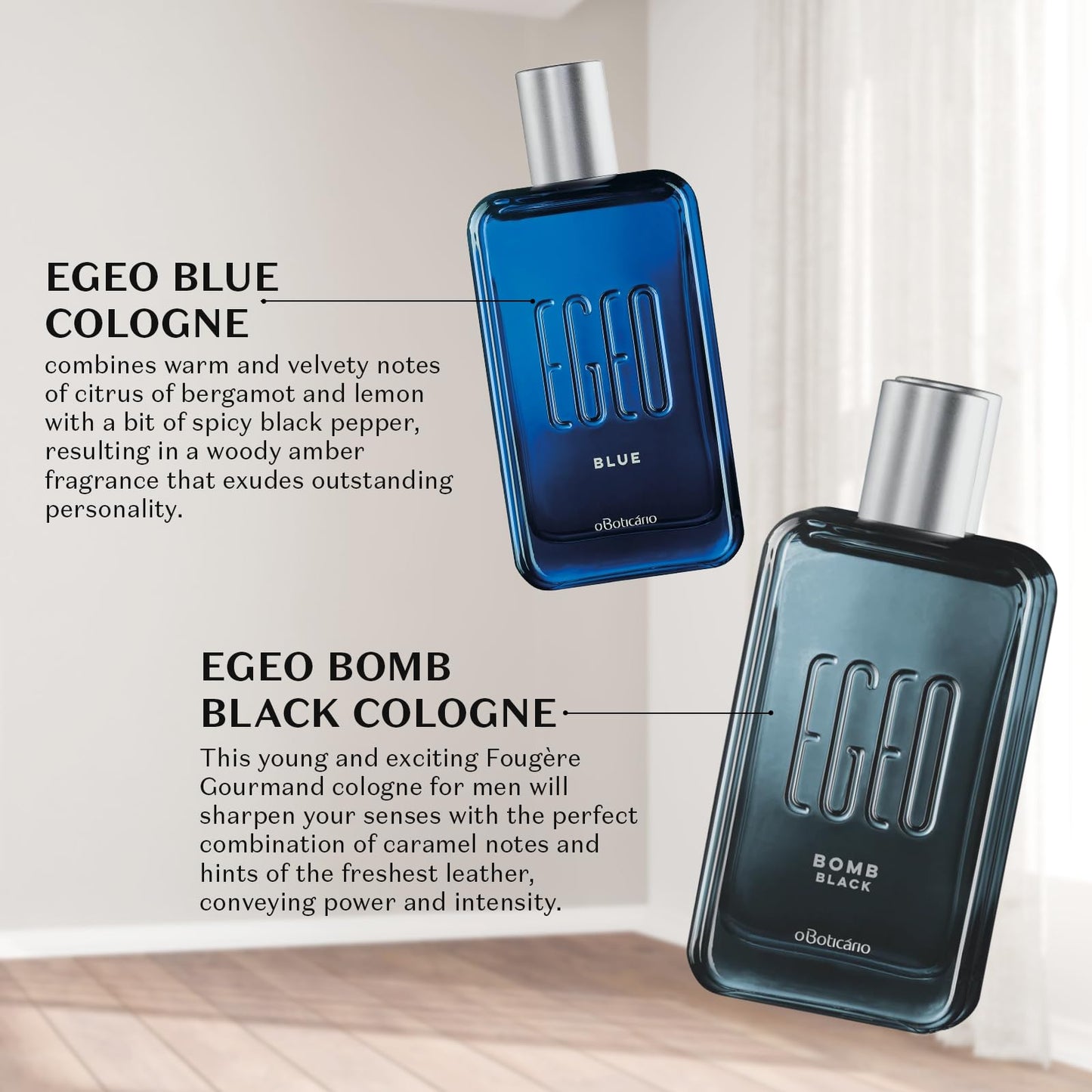 O BOTICARIO Egeo Bomb Black Eau de Toilette, Long-Lasting, Caramel & Leather, Men's Cologne Fragrance, 3 Ounce