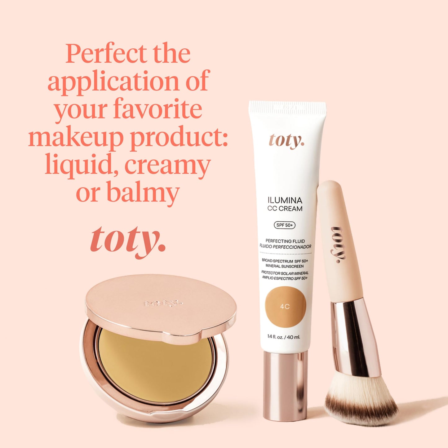 Toty by Sofia Vergara - Ilumina Brush - Angled Complexion & Foundation Blending Brush for Flawless Finish & Coverage - Densely Packed, Vegan, Super-Soft Bristles - For Cream or Liquid Foundation