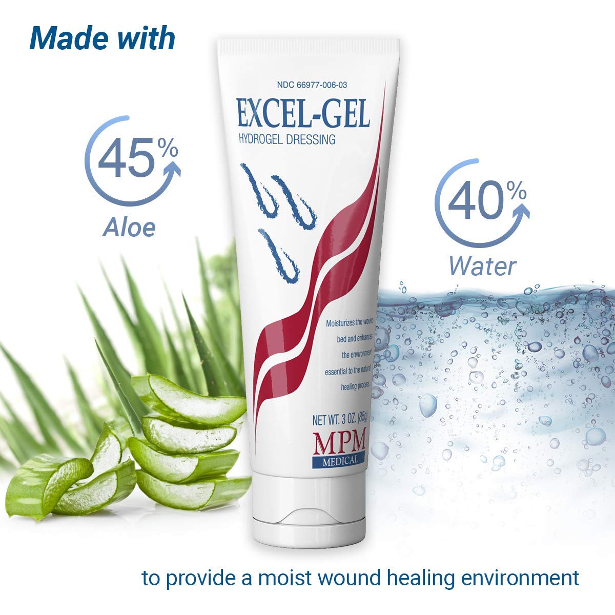 MPM Medical Radiaplex Rx Wound Gel Dressing with Hyaluronic Acid, Treatment of Reactions to Radiation, Manage Skin Wounds, 6oz Tube (2 Pack) - Include (1) Free 0.5oz Samples