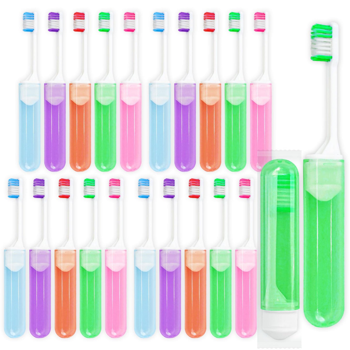 Travel Size Toothbrush Bulk Disposable Toothbrushes Individually Wrapped ,Mini Toothbrush With Toothbrush Cover Folding Toothbrushes Camping Toothbrush for Camping,Hiking,Traveling,School (100)