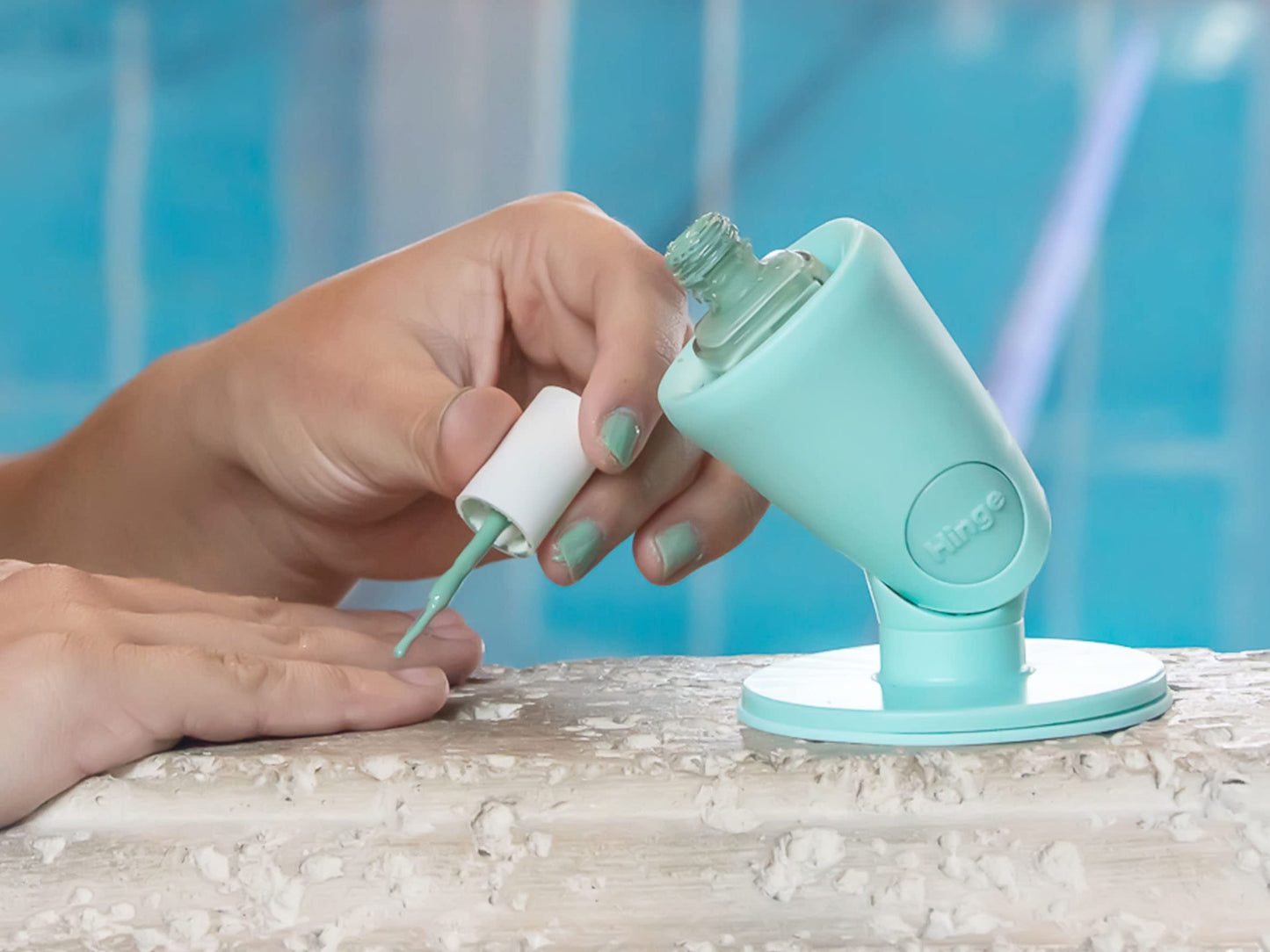 tweexy Hinge Untippable Nail Polish Bottle Holder | Anti-Spill Nail Polish Holder Stand, Tilted, IntelliStick Airlock Suction | Fingernail Painting, Nail Art Tools | Nail Polish Accessories (Zen Green)