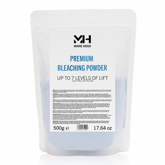MANE HEAD Blue Premium Dust-Free Bleach Powder for Hair – Anti-Yellow Formula, Up to 7 Levels of Lift, Professional Hair Lightener & Bleach Powder – 17.64 oz / 500g