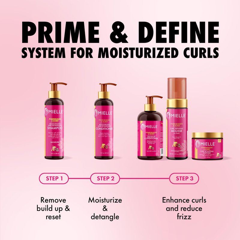 Mielle Organics Pomegranate & Honey Leave-In Conditioner for Curly Hair - Moisturizing Detangler & Curly Hair Treatment to Help Repair Damage, Prevent Frizz & Improve Shine, 12 Fl Oz