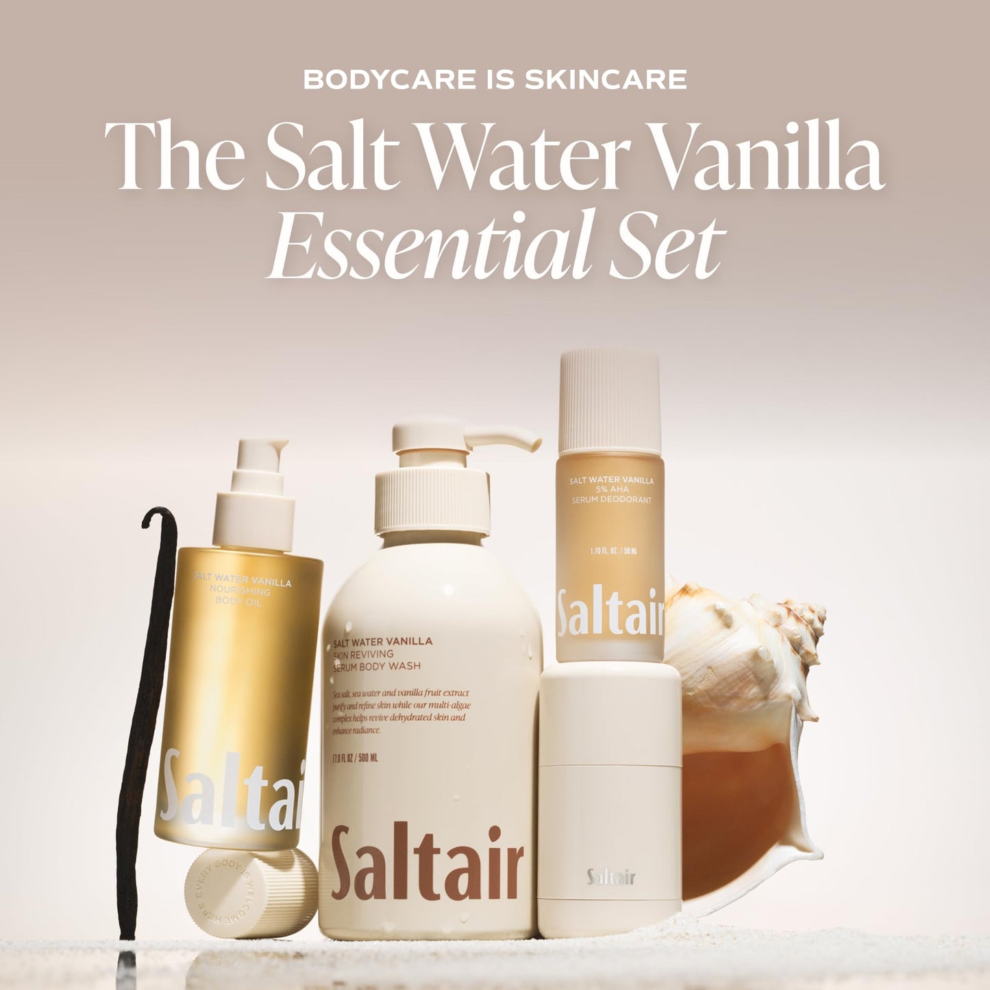 Saltair Nourishing Body Oil | Lightweight Glow | Salt Water Vanilla, 4 oz