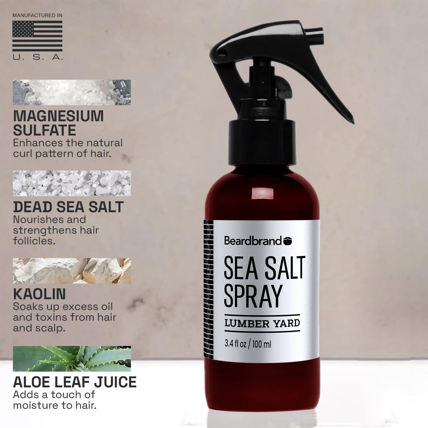 Beardbrand Sea Salt Spray for Men – Hair Texture Spray Adds Instant Volume, For Lightweight Natural Textured Look, Lumber Yard Scent, Achieve Effortless Style & All-Day Hold