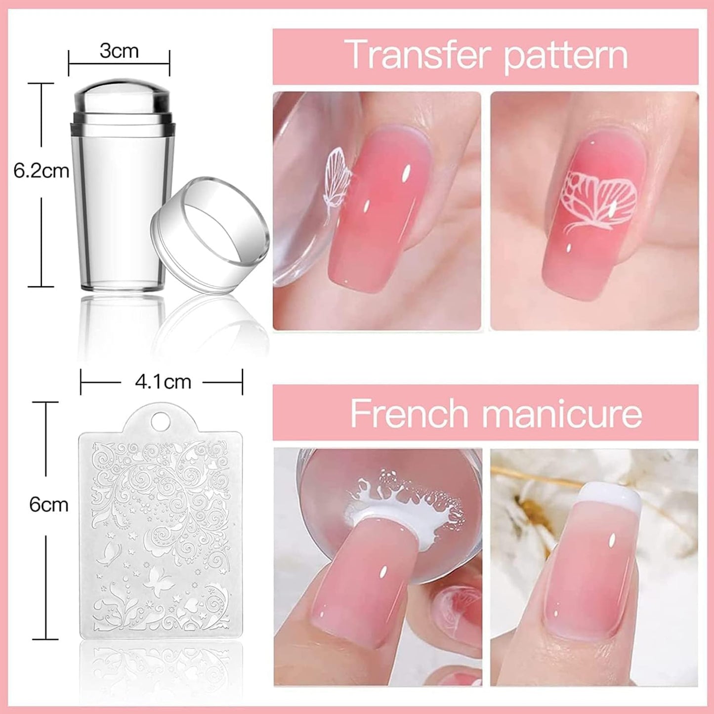 Biutee Nail Stamping Plates Set 10pcs Nail Stamper Kit 8pcs Nail Stamping Polish Gel with Stamper, Nail Art Plates Set for Women Girls DIY Salon & Home