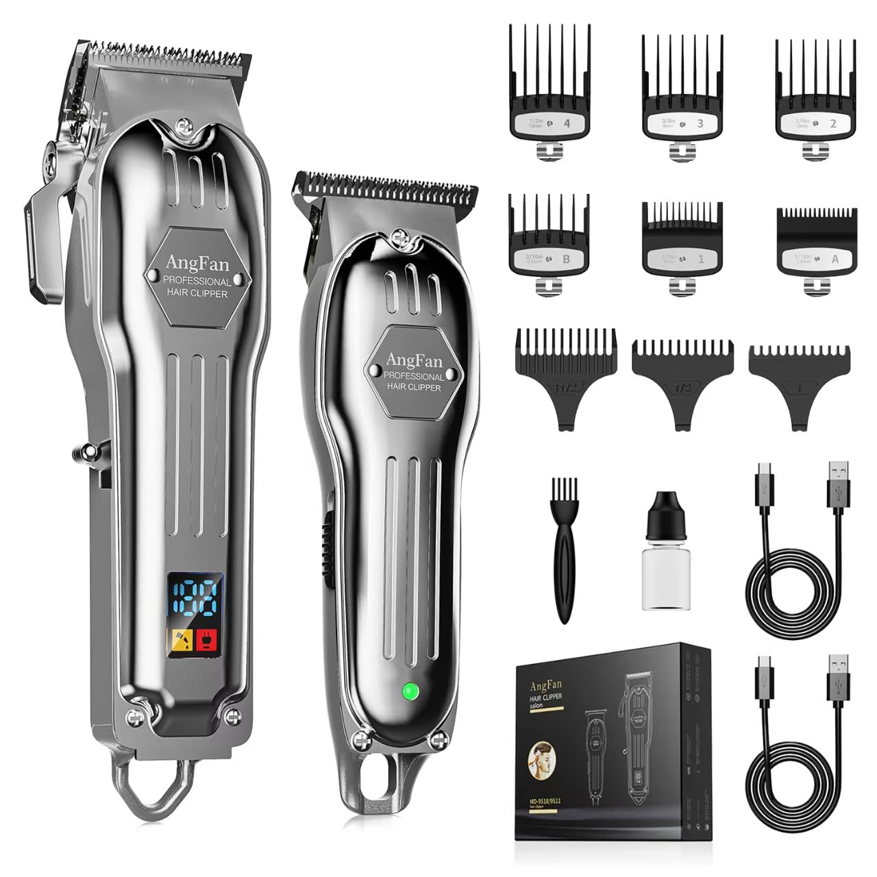 AngFan Professional Hair Clippers for Men Cordless Clipper & Trimmer Set