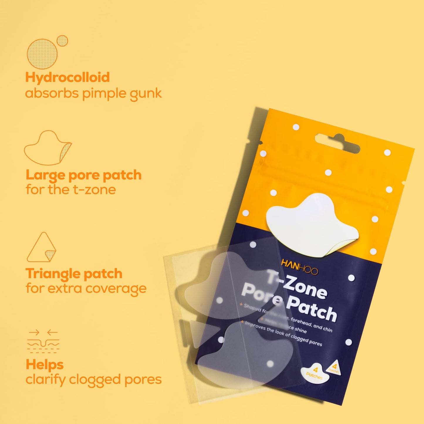 Hanhoo T-Zone Pore Patch Bundle, 24 Pore Patches, 24 Triangle Blemish Patches, Improves Look of Clogged Pores, Mattifies, Shrinks Pimples on T-Zone, Blackhead and Acne Treatment, Korean Skincare