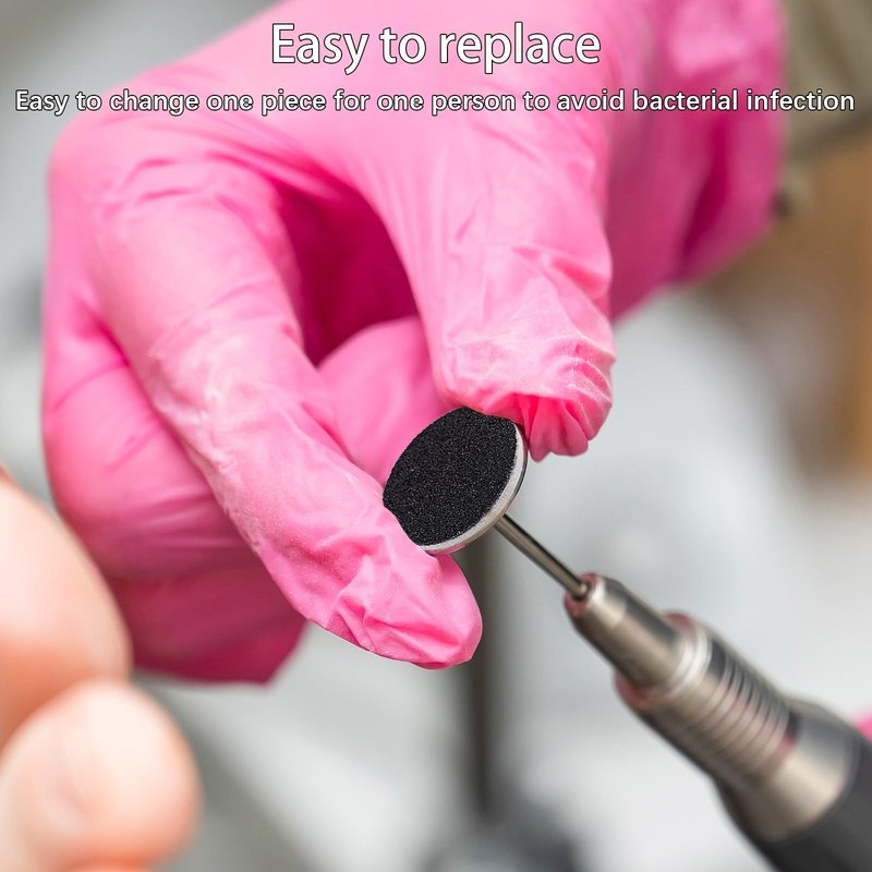 Difenni Sanding Paper Discs with Metal Nail Drill Bit Pedicure Sanding Disc 100pcs Sandpaper Discs 25mm Foot File Sandpaper Discs #180 Grits for Manicure Pedicure(Black)