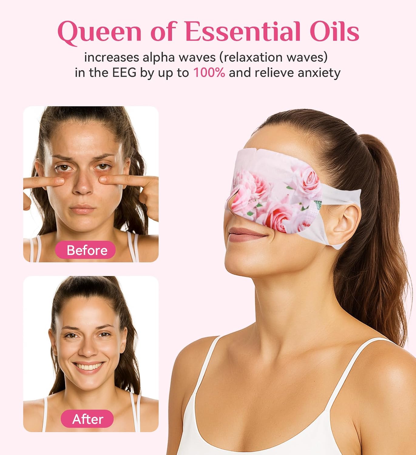 Heated Eye Mask - 18 Packs Rose Warm Compress for Dry Eyes, Puffiness & Stress Relief | Spa Relaxation Gift for Women
