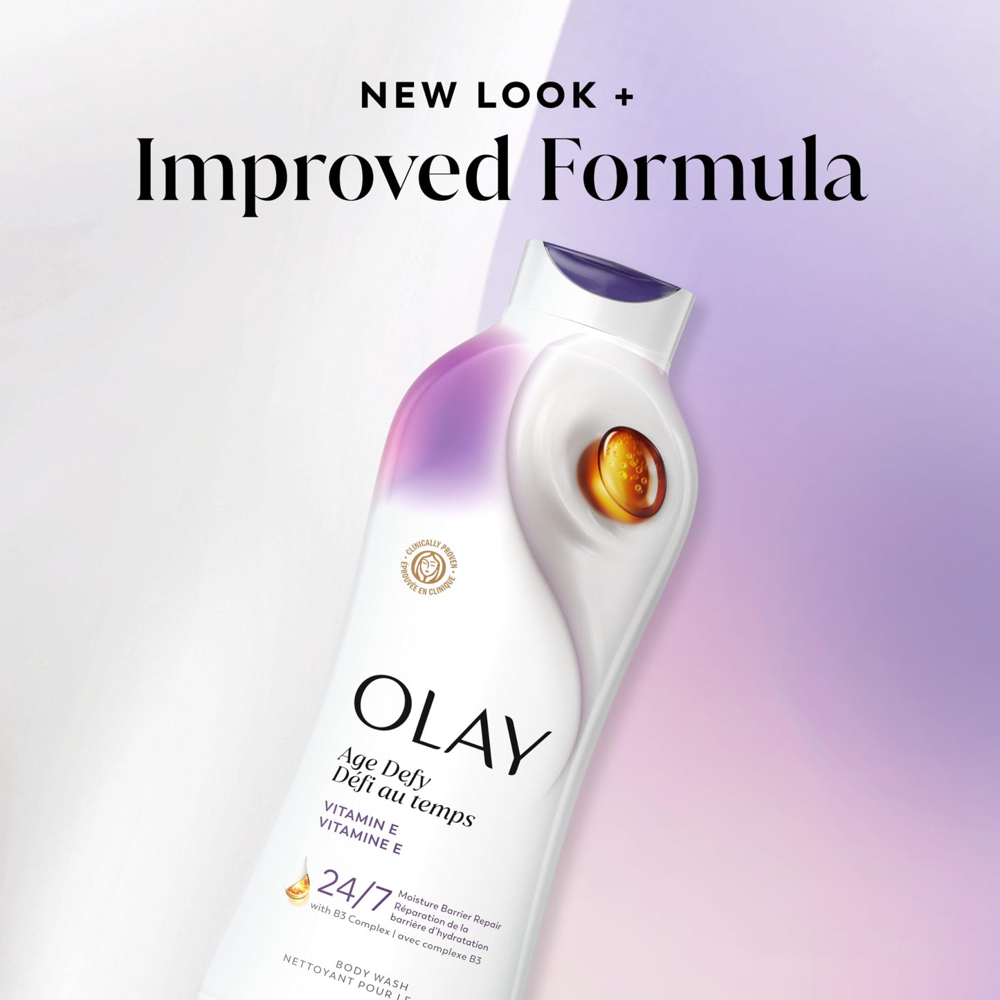 Olay Body Wash for Women, Age Defying with Vitamin E, 24hr Moisturizing, Hydrating & Refreshing, B3 Vitamin Complex, Free of Parabens & Phthalates, for All Skin Types, Scented, 22 fl oz (Pack of 4)