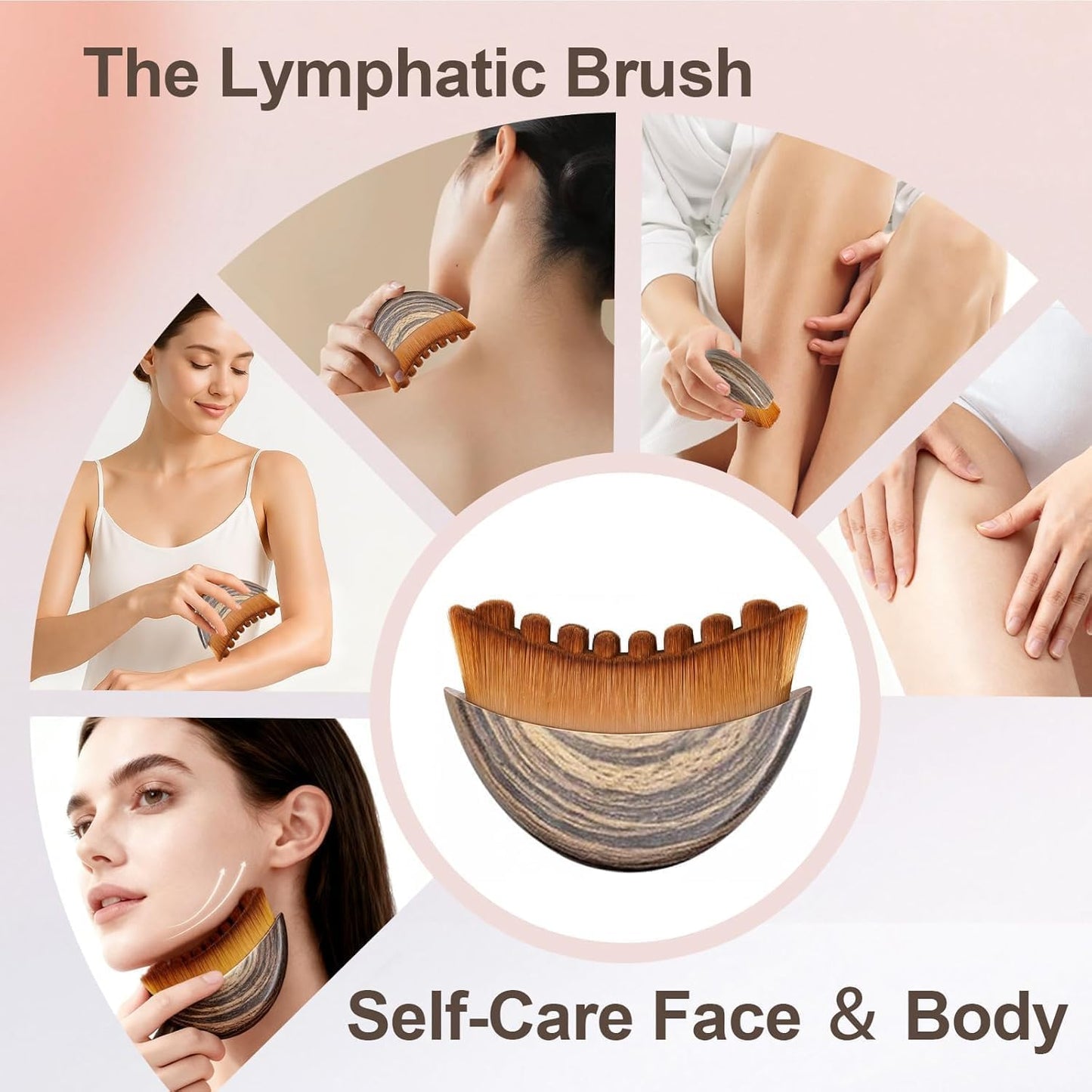Fvaql Dry Brushing Face Brush, Lymphatic Contour Face Brush, Chin & Jawline Sculpting, Lymphatic Drainage Massager for Face, Ergonomically Designed to Fit The Skin Precisely (3PCS)