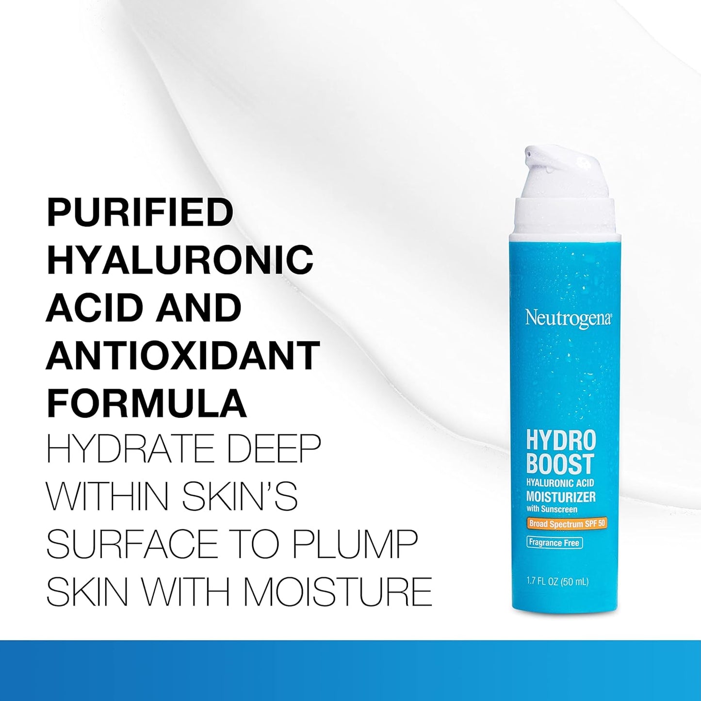 Neutrogena Hydro Boost Hydrating Face Moisturizer - SPF 50, Fragrance-Free, 1.7 fl. oz | Includes Trial Size Cleanser 0.5 fl. oz