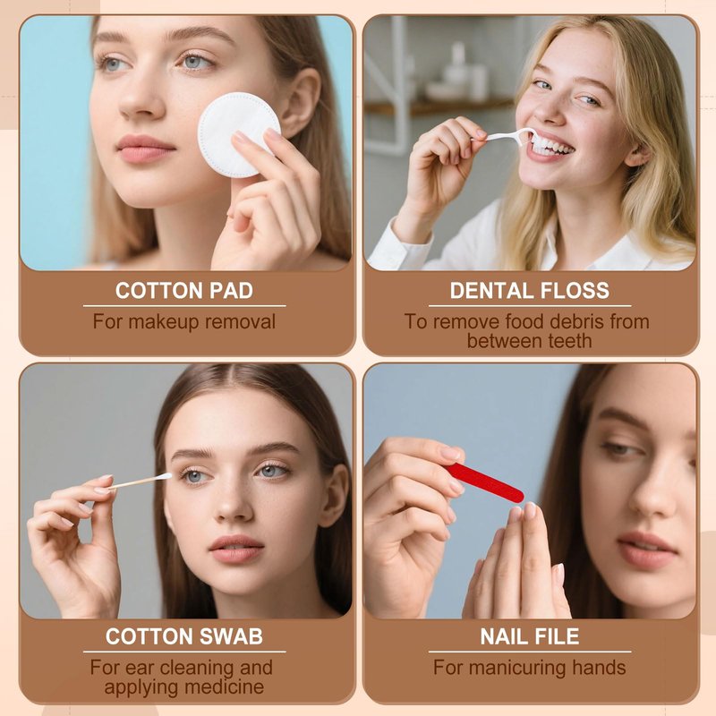 LLHQAMT Vanity Kits Bulk, Hotel Vanity Individually Packaged, Vanity Kit With Cotton Pads, Cotton Swabs, Dental Floss And Nail File (200 pcs)