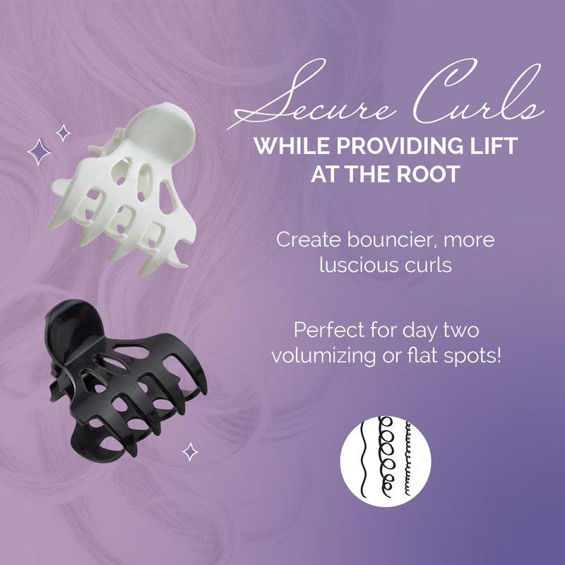 Curl Keeper Claw Clips for Thick & Thin Hair, Roller Jaw Clamps (12-Pack) - Wide Teeth Large Hair Clips for Women - Supports & Creates Volume - Hair Styling Accessories are Lightweight & Easy Clean