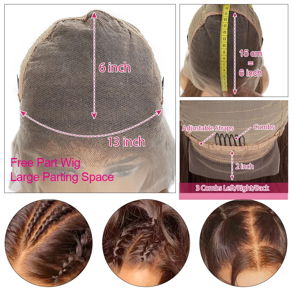 13x6 Lace Front Wigs Human Hair Wigs for Black Women, 4T4/27 Blonde Highlights 13x6 HD Lace Front Wigs Human Hair Pre Plucked with Baby Hair 16 Inch 150% Density Colored Transparent Wigs Human Hair