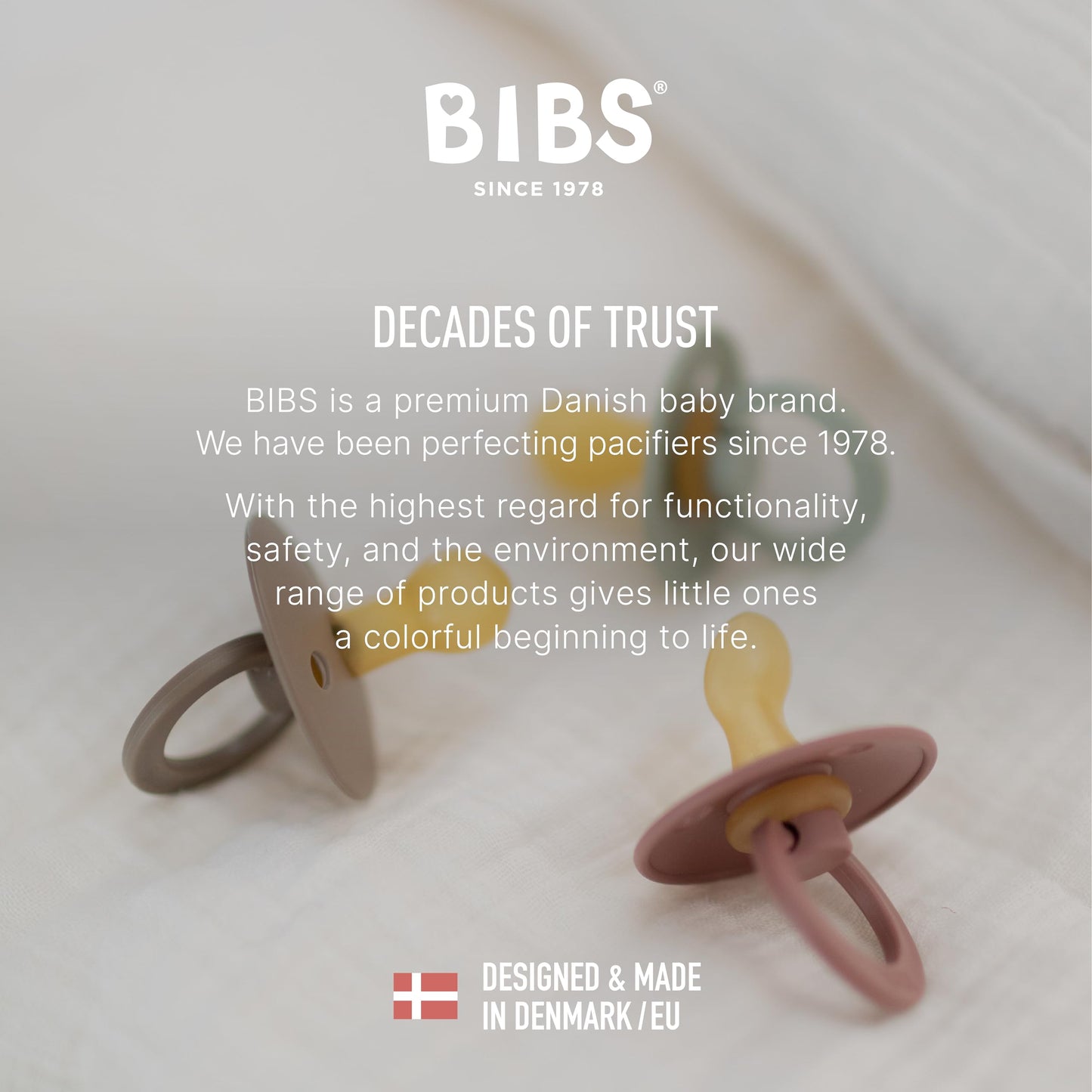 BIBS Pacifiers Colour Collection | Natural Rubber Baby Pacifier | Set of 2 BPA-Free Soothers | Made in Denmark | 0+ Months (Pack of 2) | Blush/Ivory