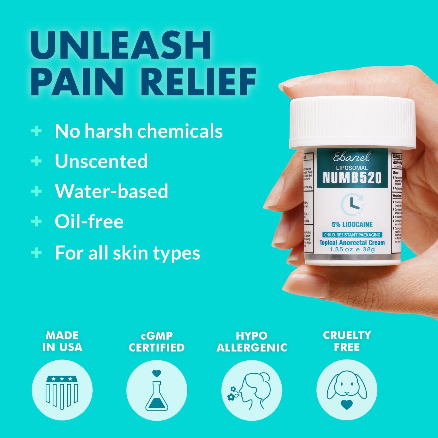 Ebanel Set of 5% Lidocaine Numbing Cream and Tattoo Balm, Numb520 Topical Anesthetic Pain Relief Burn Itch Cream, and Premium Tattoo Aftercare Butter Brightener Ink Color Enhancing Ointment 6Oz